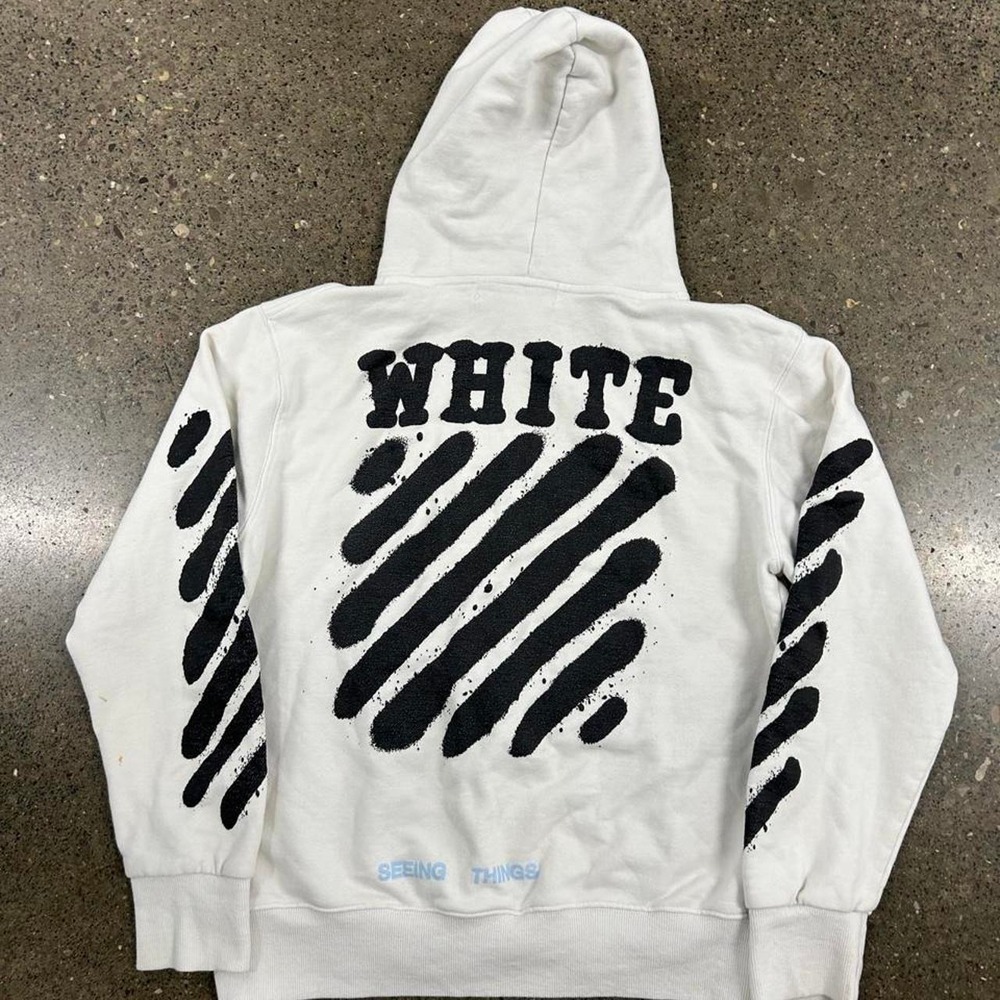Off White Virgil Abloh Seeing Things 2013 Main Label White AOP Hoodie (Size XL)